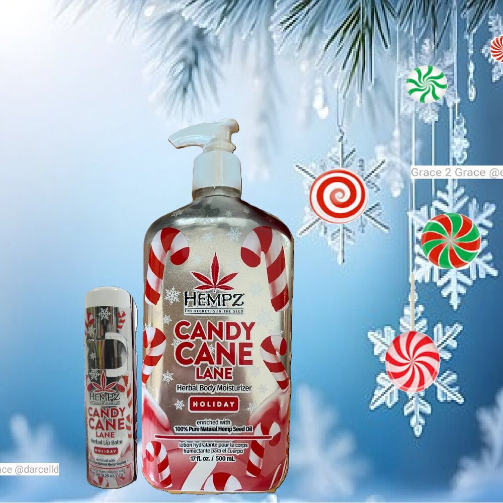 Hempz Candy Cane Lane Herbal Body Moisturizer and Lip Balm 17 fl oz